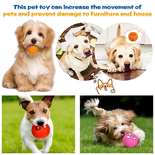Hungdao 12 Pack Small Dog Squeaky Balls - Latex Rubber Smile Face Emoticon Toys for Small Medium Dogs, Interactive Chewing Balls Bulk