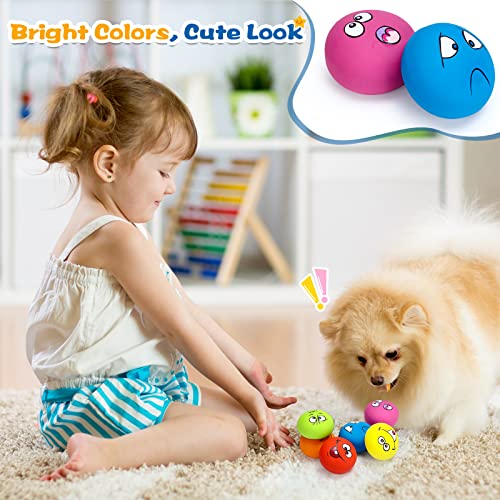 Hungdao 12 Pack Small Dog Squeaky Balls - Latex Rubber Smile Face Emoticon Toys for Small Medium Dogs, Interactive Chewing Balls Bulk