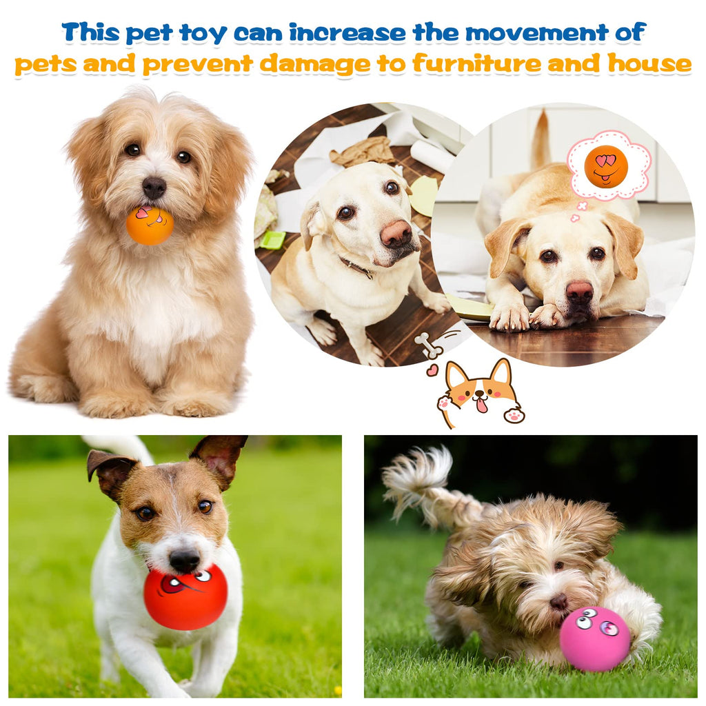 Hungdao 12 Pack Small Dog Squeaky Balls - Latex Rubber Smile Face Emoticon Toys for Small Medium Dogs, Interactive Chewing Balls Bulk