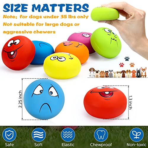 Hungdao 12 Pack Small Dog Squeaky Balls - Latex Rubber Smile Face Emoticon Toys for Small Medium Dogs, Interactive Chewing Balls Bulk