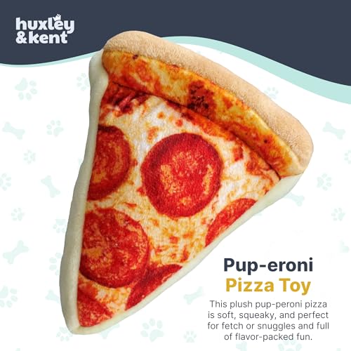 Huxley & Kent Pup-eroni Pizza Large Plush Dog Toy with Squeaker & Crinkle – Machine Washable