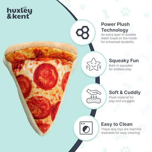 Huxley & Kent Pup-eroni Pizza Large Plush Dog Toy with Squeaker & Crinkle – Machine Washable