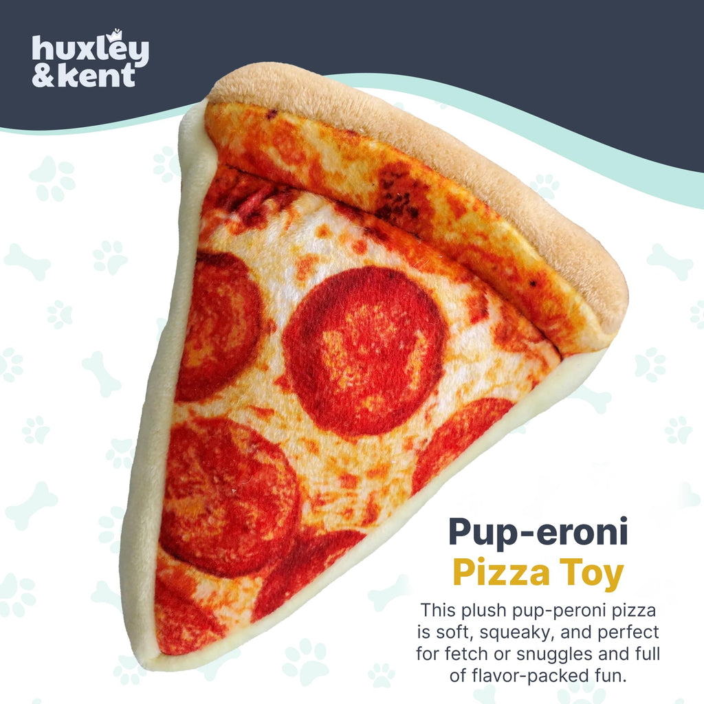 Huxley & Kent Pup-eroni Pizza Large Plush Dog Toy with Squeaker & Crinkle – Machine Washable