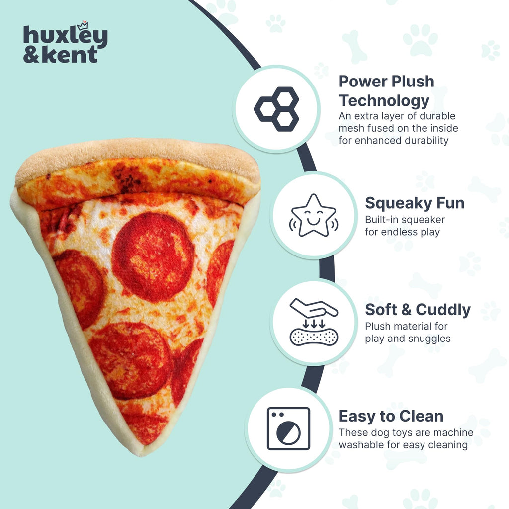 Huxley & Kent Pup-eroni Pizza Large Plush Dog Toy with Squeaker & Crinkle – Machine Washable