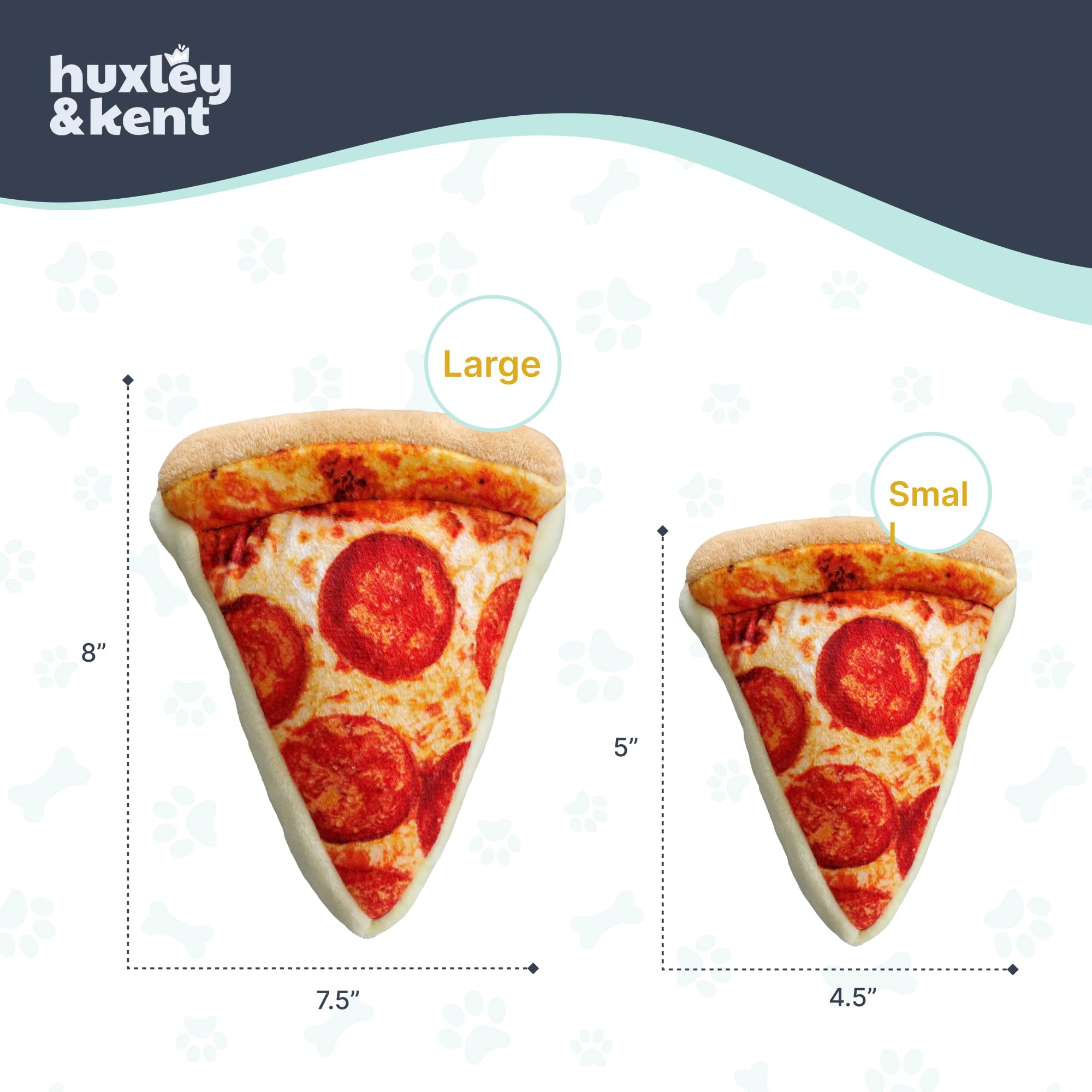 Huxley & Kent Pup-eroni Pizza Large Plush Dog Toy with Squeaker & Crinkle – Machine Washable