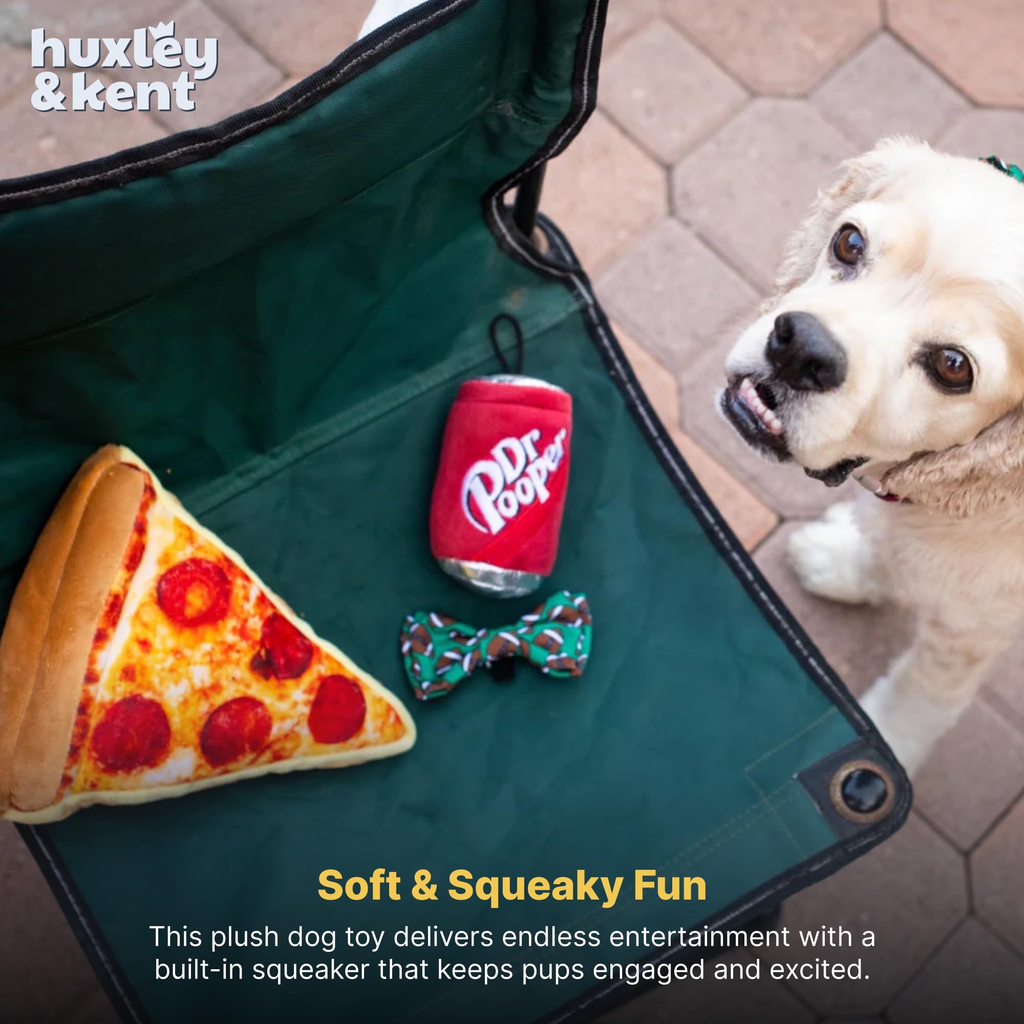 Huxley & Kent Pup-eroni Pizza Large Plush Dog Toy with Squeaker & Crinkle – Machine Washable