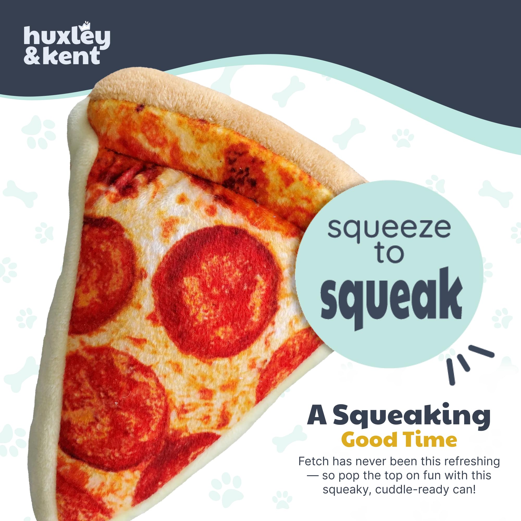 Huxley & Kent Pup-eroni Pizza Large Plush Dog Toy with Squeaker & Crinkle – Machine Washable