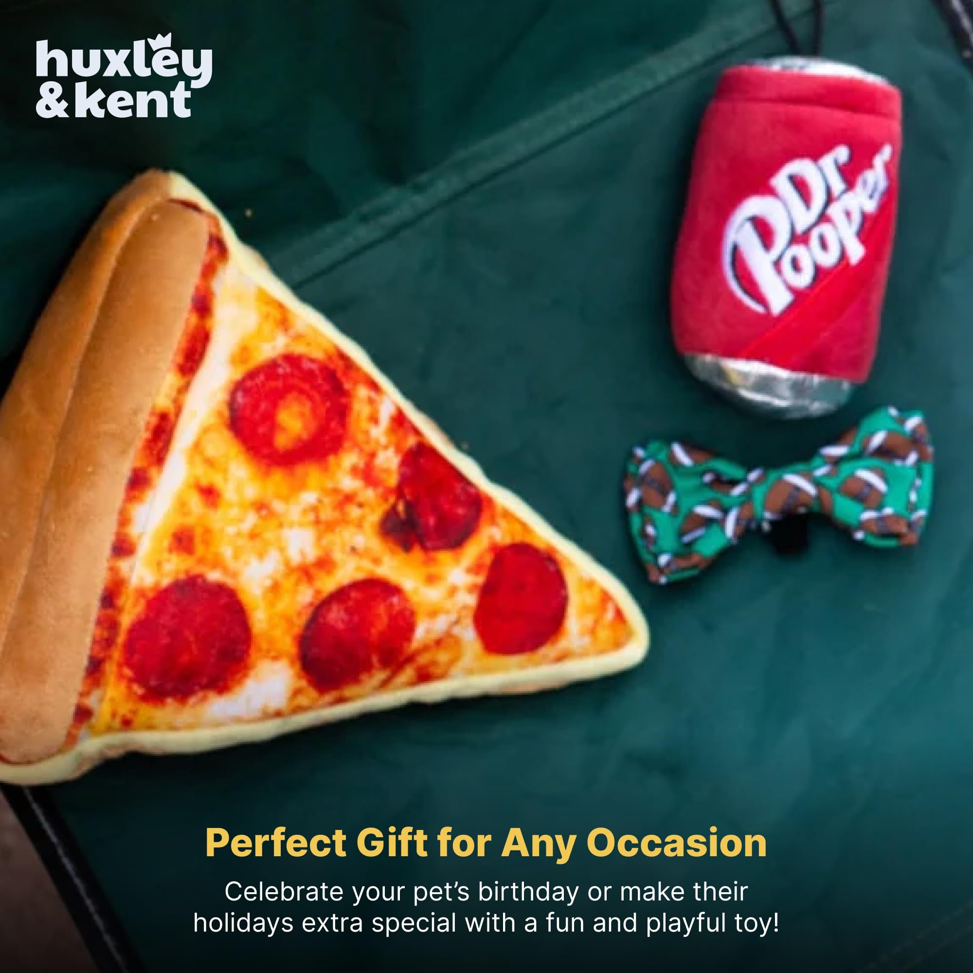 Huxley & Kent Pup-eroni Pizza Large Plush Dog Toy with Squeaker & Crinkle – Machine Washable