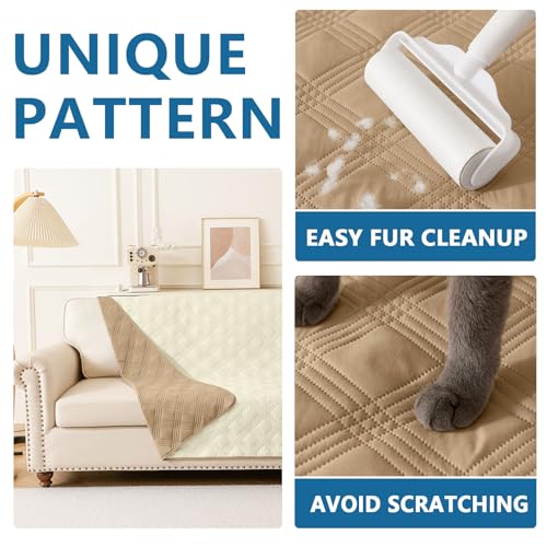 hyha Waterproof Dog Blanket 30x70 - Reversible Pet Bed Blanket & Sofa Cover, Camel/Beige