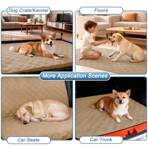 hyha Waterproof Dog Blanket 30x70 - Reversible Pet Bed Blanket & Sofa Cover, Camel/Beige