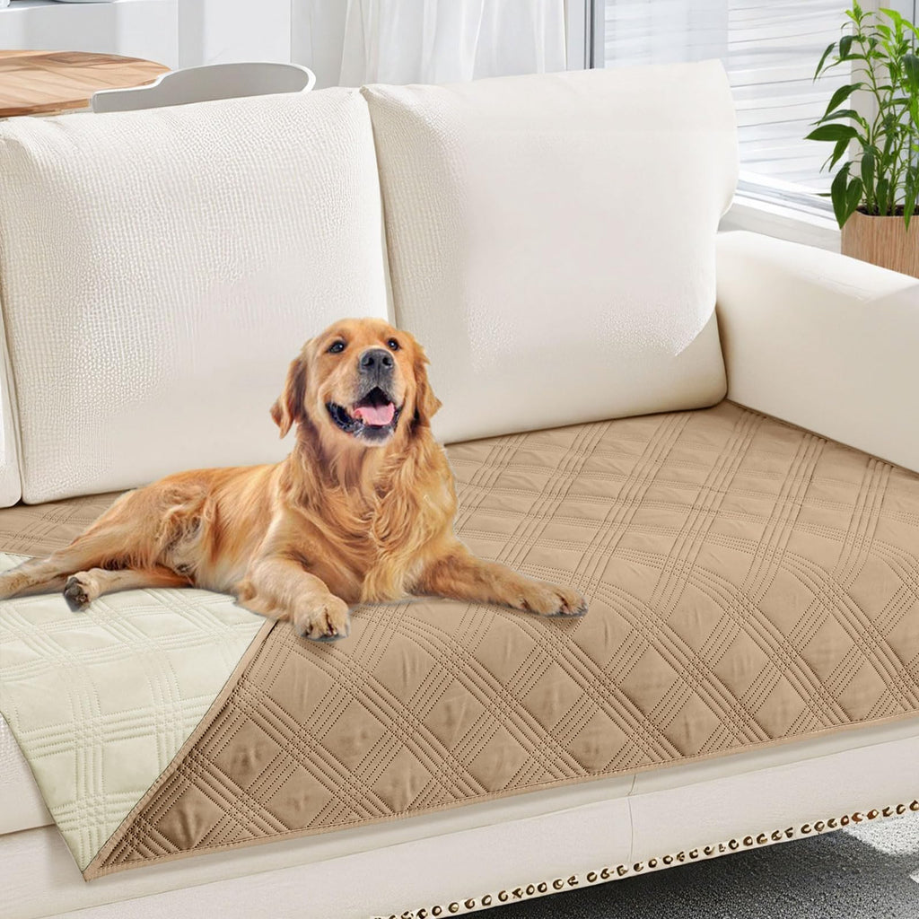 hyha Waterproof Dog Blanket 30x70 - Reversible Pet Bed Blanket & Sofa Cover, Camel/Beige
