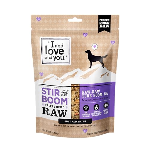 I AND LOVE AND YOU Stir and Boom Dehydrated Freeze Dried Raw Dog Food Turkey 1lb – Grain-Free with Turkey Hearts