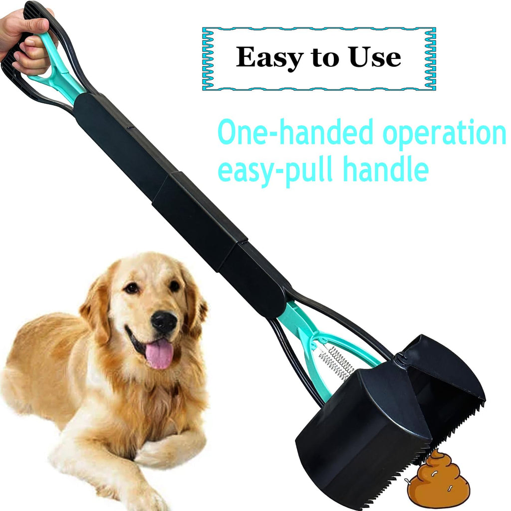 ienjoyed 32-Inch Tall Pooper Scooper, Heavy Duty Dog Poop Scooper with Long Handle, Foldable, Bottom Seamless, Green