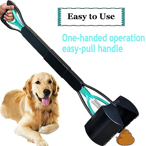 ienjoyed 32-Inch Tall Pooper Scooper, Heavy Duty Dog Poop Scooper with Long Handle, Foldable, Bottom Seamless, Green