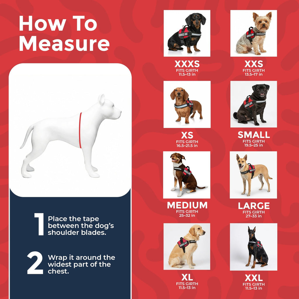 Industrial Puppy Medium Service Dog Vest Harness - Bright Red, Reflective, with Patches & 50 ADA Cards