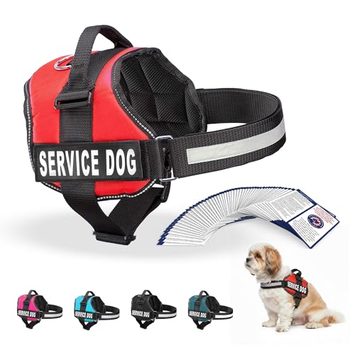 Industrial Puppy Small Service Dog Vest Harness - Bright Red, Adjustable with Reflective Straps and Handle