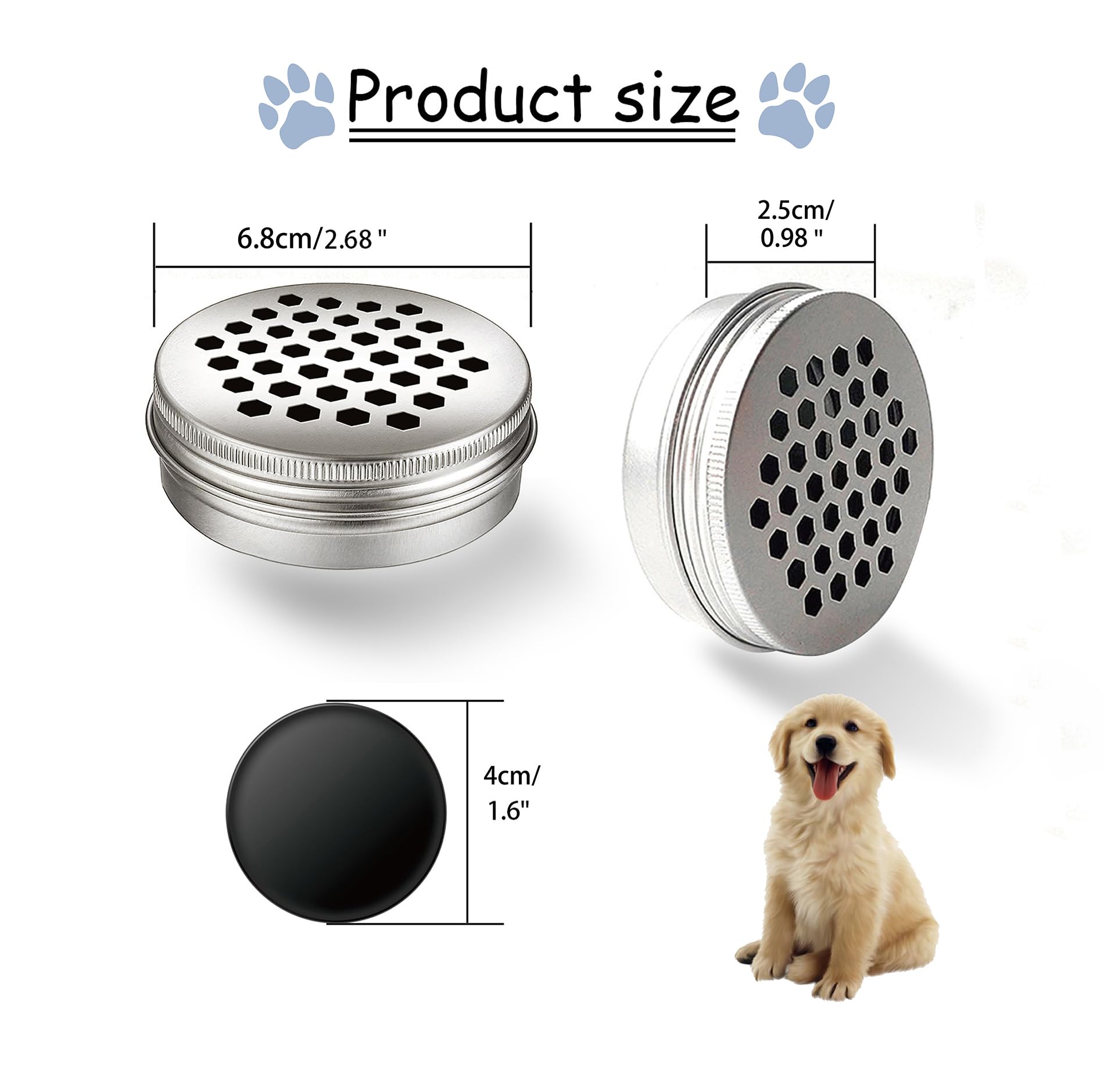 INNOYUMLIN Dog Scent Work Training Kit – 6 Aluminum Tins with Magnetic Dots, 4 Scent Starter Jars, and Tweezers for Nose Work Games