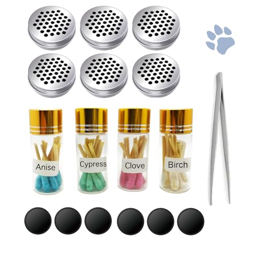 INNOYUMLIN Dog Scent Work Training Kit – 6 Aluminum Tins with Magnetic Dots, 4 Scent Starter Jars, and Tweezers for Nose Work Games