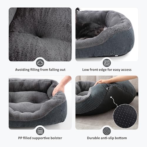 INVENHO Small Dog Bed 20x19x6 Inches - Orthopedic Raised Sides, Washable, Anti-Slip Bottom for Small Dogs & Cats
