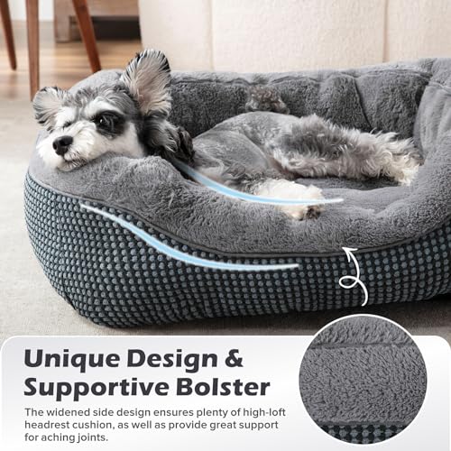 INVENHO Small Dog Bed 20x19x6 Inches - Orthopedic Raised Sides, Washable, Anti-Slip Bottom for Small Dogs & Cats