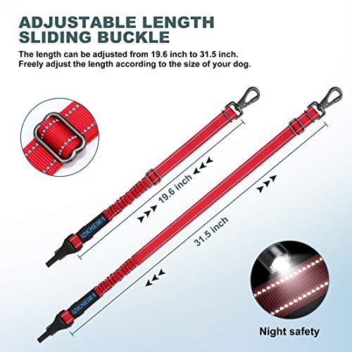 IOKHEIRA 3-in-1 Dog Seat Belt: Adjustable Reflective Nylon Car Harness with Zinc Alloy Carabiner, Red