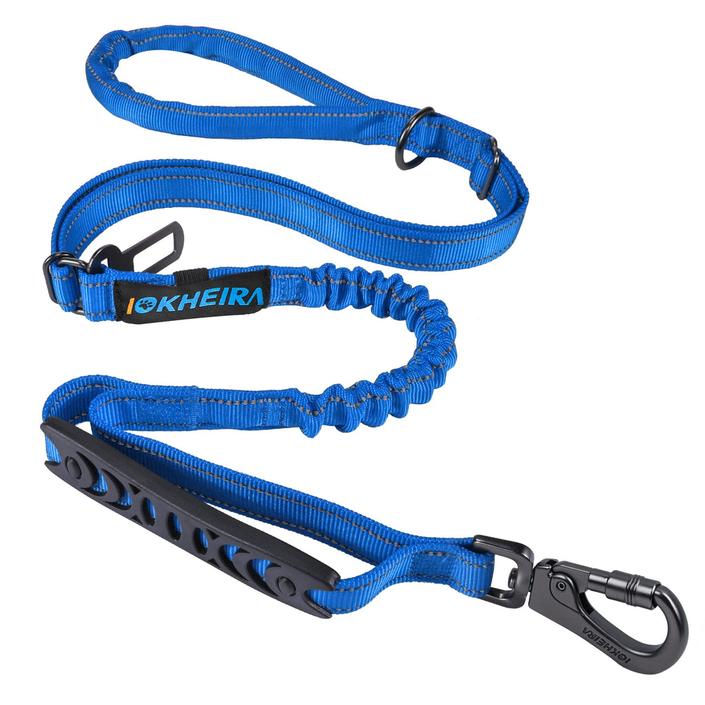 IOKHEIRA 6ft/4ft Heavy Duty Dog Leash for Large Dogs – Blue, Reflective, Padded Handle, Bungee