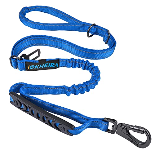 IOKHEIRA 6ft/4ft Heavy Duty Dog Leash for Large Dogs – Blue, Reflective, Padded Handle, Bungee