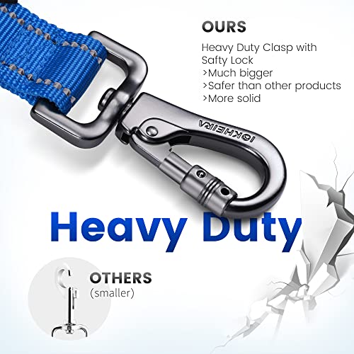 IOKHEIRA 6ft/4ft Heavy Duty Dog Leash for Large Dogs – Blue, Reflective, Padded Handle, Bungee