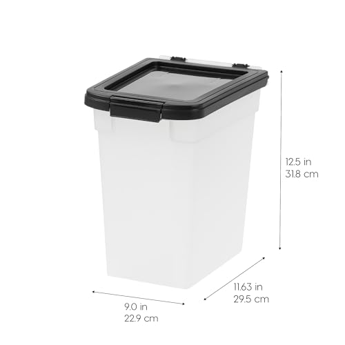 IRIS USA Airtight Pet Food Storage Container 2 Pack – 12.75 Qt Each, Holds Up to 10 lbs, BPA Free, Clear/Black