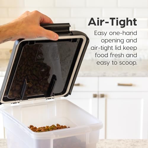 IRIS USA Airtight Pet Food Storage Container 2 Pack – 12.75 Qt Each, Holds Up to 10 lbs, BPA Free, Clear/Black