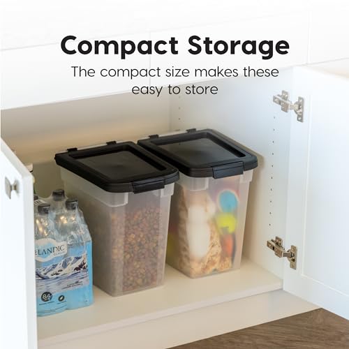 IRIS USA Airtight Pet Food Storage Container 2 Pack – 12.75 Qt Each, Holds Up to 10 lbs, BPA Free, Clear/Black