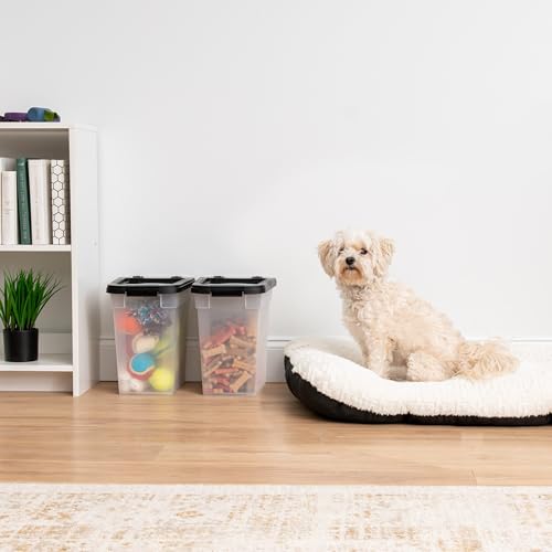 IRIS USA Airtight Pet Food Storage Container 2 Pack – 12.75 Qt Each, Holds Up to 10 lbs, BPA Free, Clear/Black