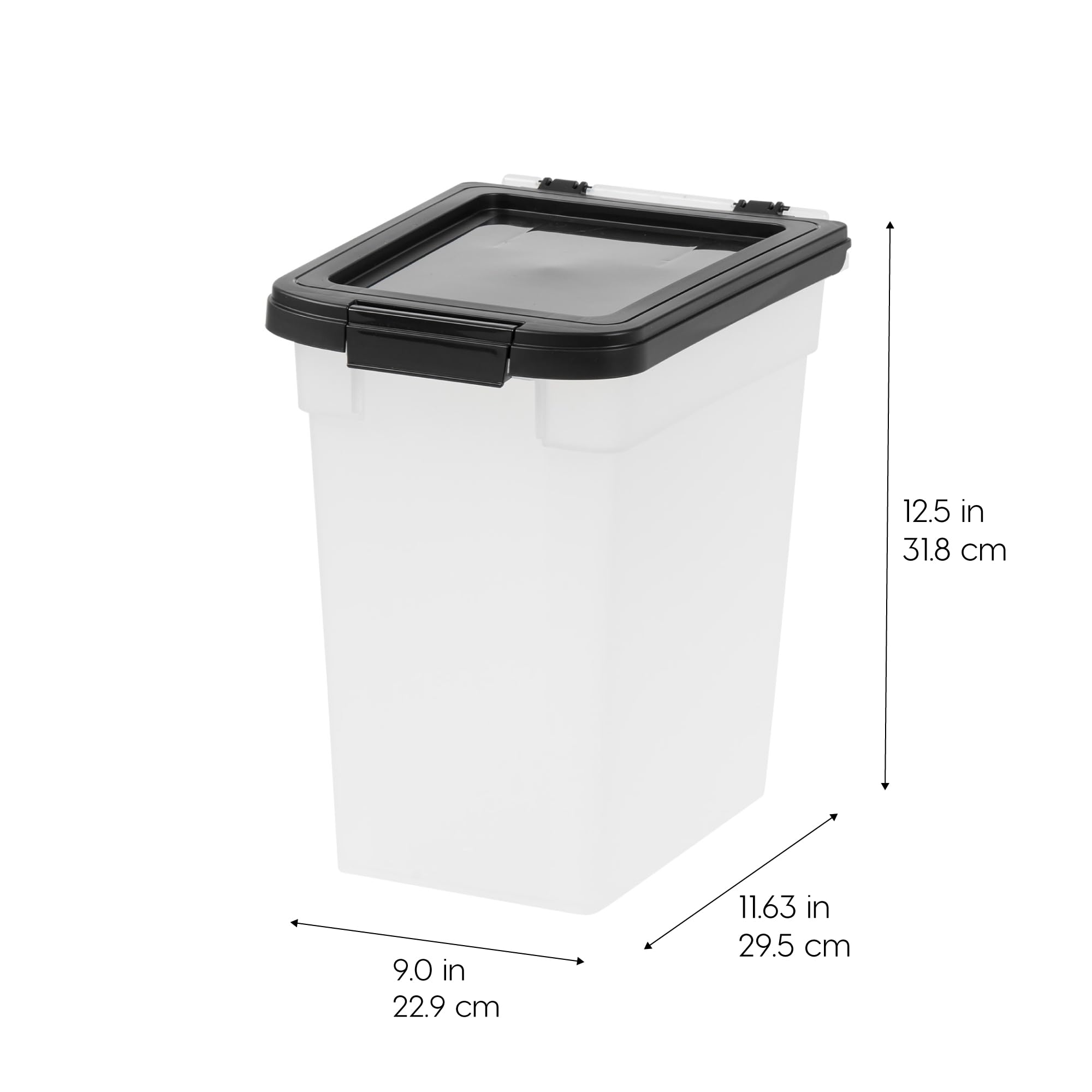 IRIS USA Airtight Pet Food Storage Container 2 Pack – 12.75 Qt Each, Holds Up to 10 lbs, BPA Free, Clear/Black
