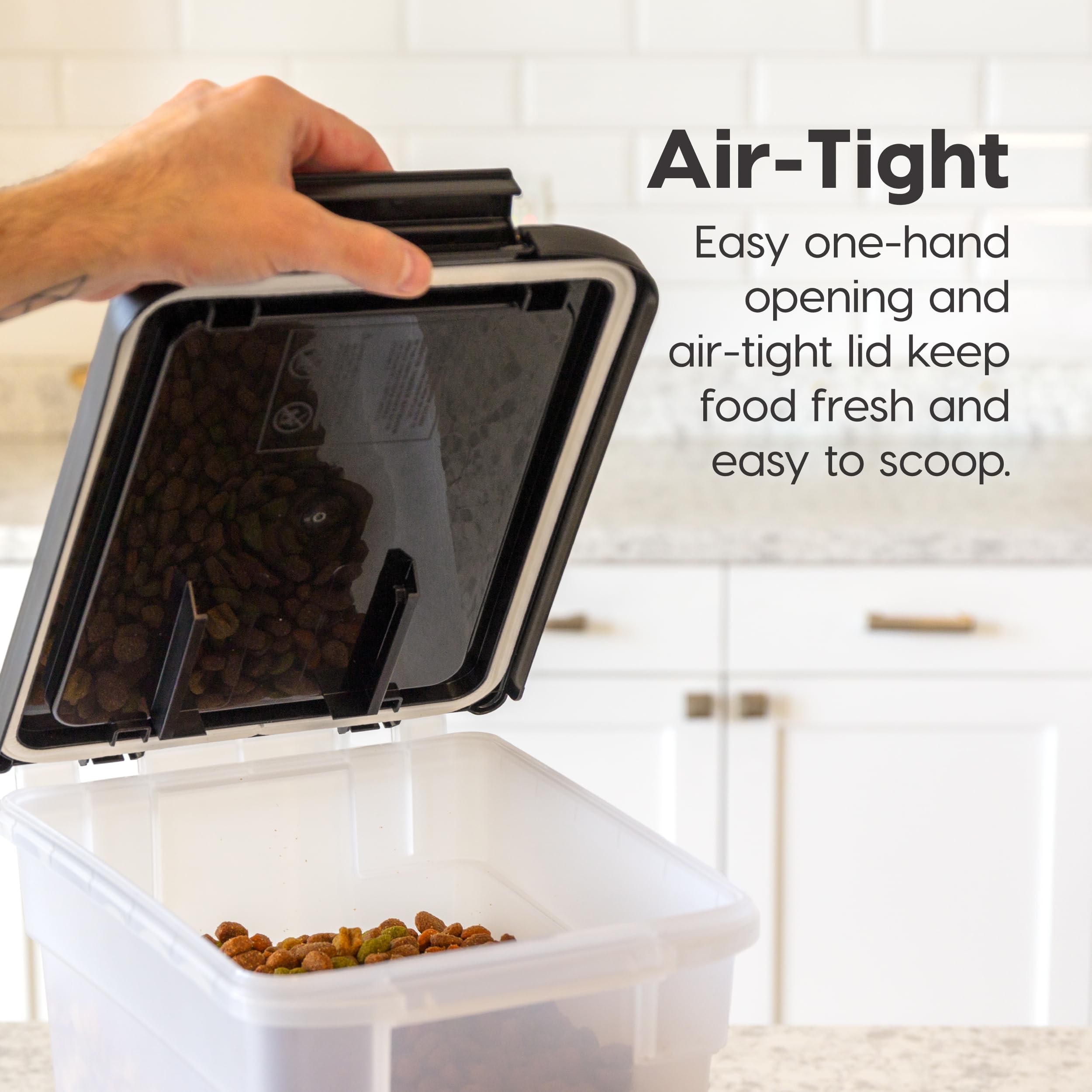 IRIS USA Airtight Pet Food Storage Container 2 Pack – 12.75 Qt Each, Holds Up to 10 lbs, BPA Free, Clear/Black