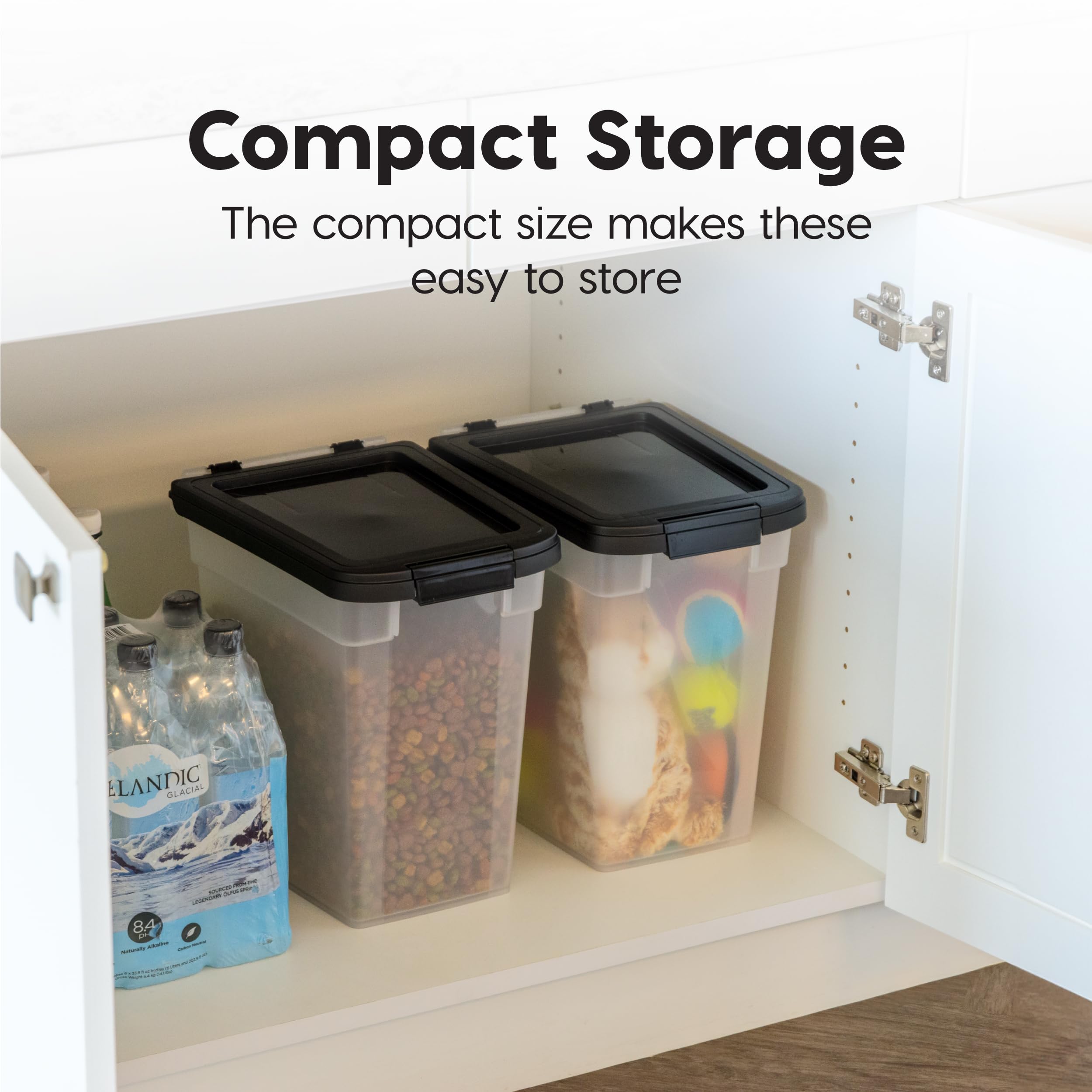 IRIS USA Airtight Pet Food Storage Container 2 Pack – 12.75 Qt Each, Holds Up to 10 lbs, BPA Free, Clear/Black
