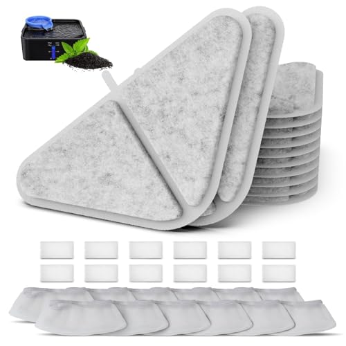 ITSCUTE 12-Pack Replacement Filters for 230oz/7L Pet Fountains – Includes Mesh Bags & Sponges