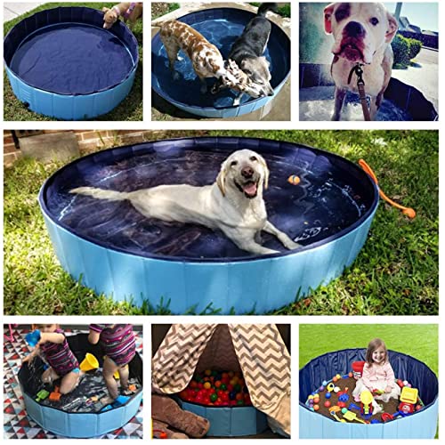 Jasonwell Foldable Dog Pool - 32 Inch Round Collapsible Hard Plastic Pool for Dogs, Kids, and Cats - Portable Wading Pool with Drain and Hose Connector
