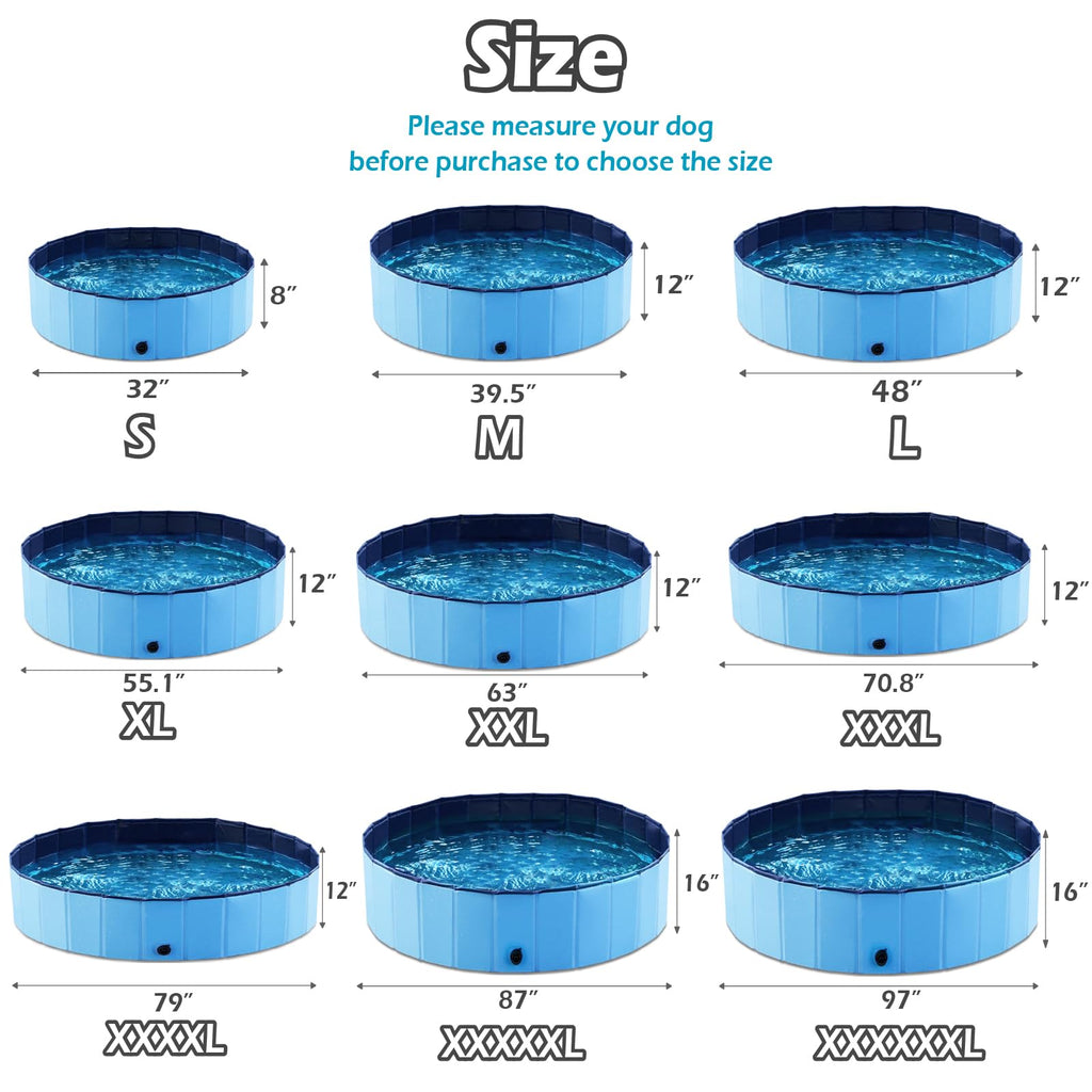 Jasonwell Foldable Dog Pool - 32 Inch Round Collapsible Hard Plastic Pool for Dogs, Kids, and Cats - Portable Wading Pool with Drain and Hose Connector