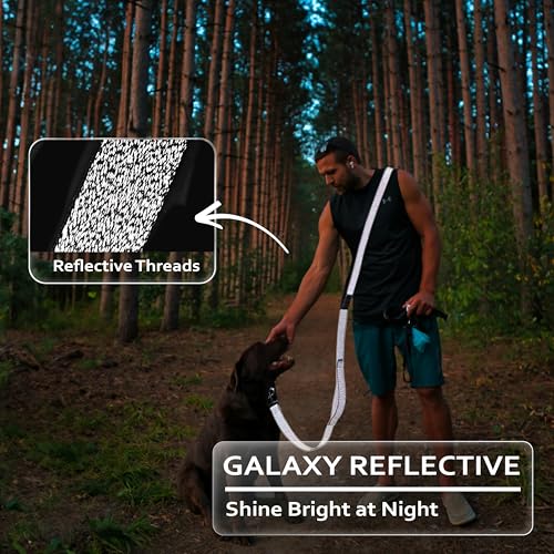 JC HOUSE Hands Free Dog Leash: Galaxy Reflective, Adjustable 6–9.5 ft, Heavy Duty for Medium & Large Dogs up to 110 lbs – Black