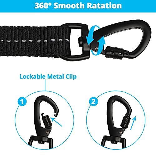 jenico 15ft Heavy Duty Dog Leash with Reflective Bungee & Swivel Hook - Blue