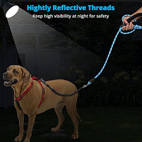 jenico 15ft Heavy Duty Dog Leash with Reflective Bungee & Swivel Hook - Blue
