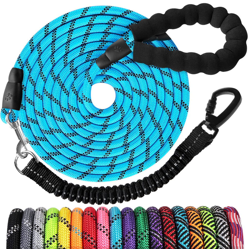 jenico 15ft Heavy Duty Dog Leash with Reflective Bungee & Swivel Hook - Blue