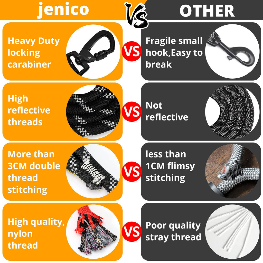 jenico 15ft Heavy Duty Dog Leash with Reflective Bungee & Swivel Hook - Blue