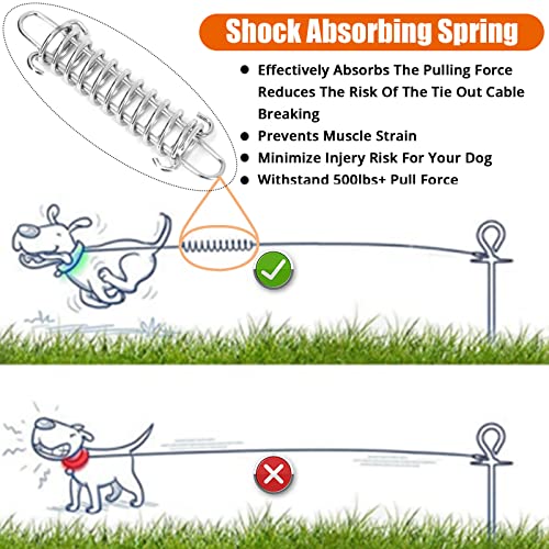 jenico 20FT Dog Tie Out Cable with Heavy Duty Locking Carabiner and 360° Swivel Hook for Small to Medium Pets Up to 500 LBS
