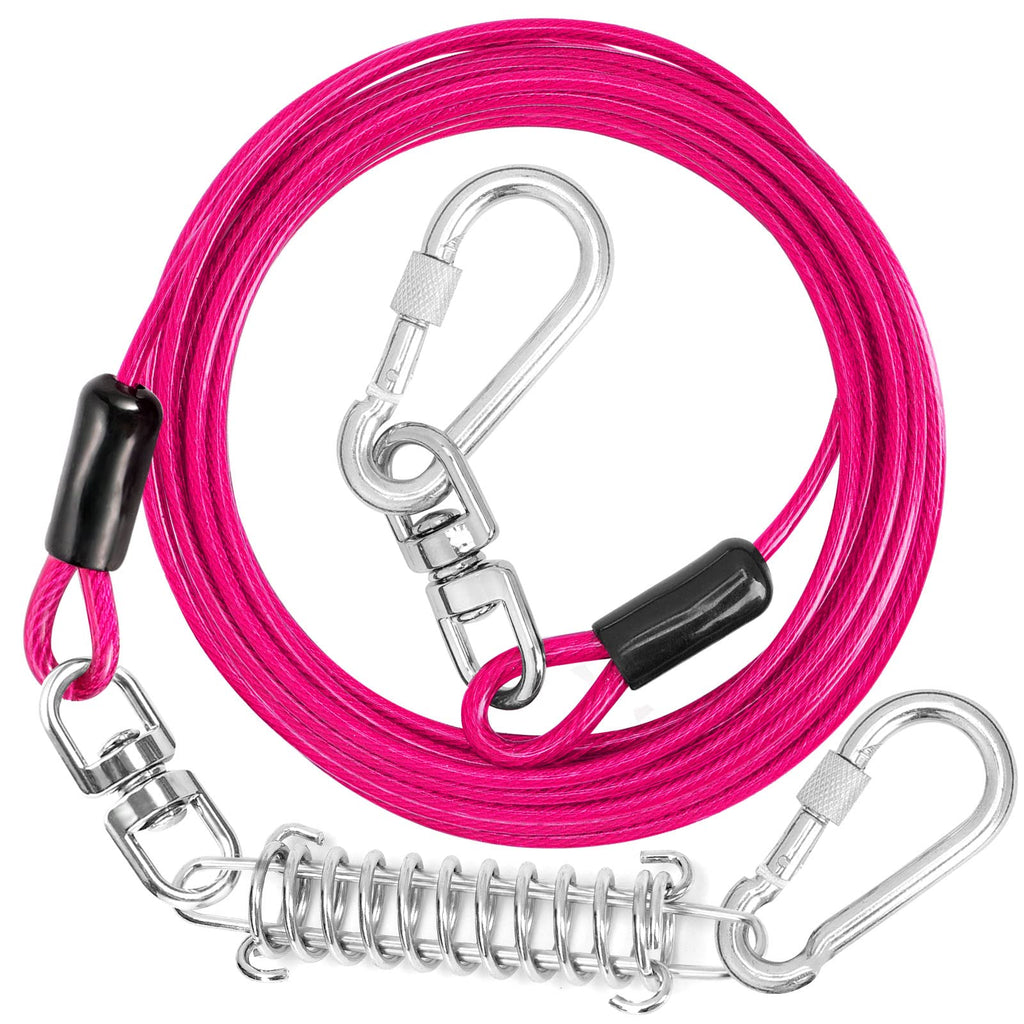 jenico 25ft Dog Tie Out Cable - Heavy Duty with Locking Carabiner & 360° Swivel - Outdoor Tether for Dogs Up to 500 lbs