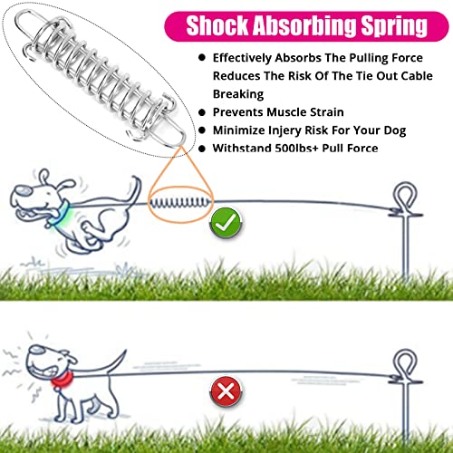 jenico 25ft Dog Tie Out Cable - Heavy Duty with Locking Carabiner & 360° Swivel - Outdoor Tether for Dogs Up to 500 lbs