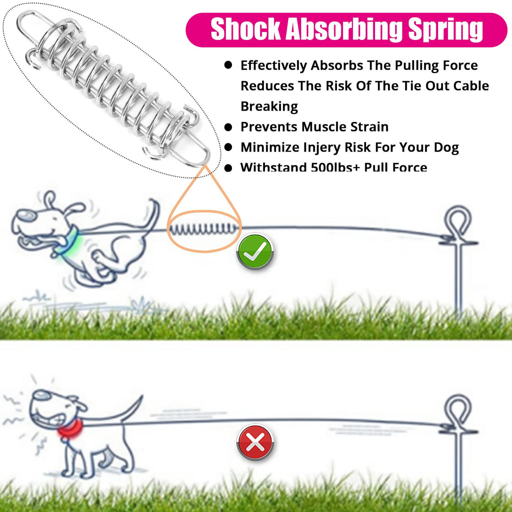 jenico 25ft Dog Tie Out Cable - Heavy Duty with Locking Carabiner & 360° Swivel - Outdoor Tether for Dogs Up to 500 lbs
