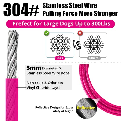 jenico 25ft Dog Tie Out Cable - Heavy Duty with Locking Carabiner & 360° Swivel - Outdoor Tether for Dogs Up to 500 lbs