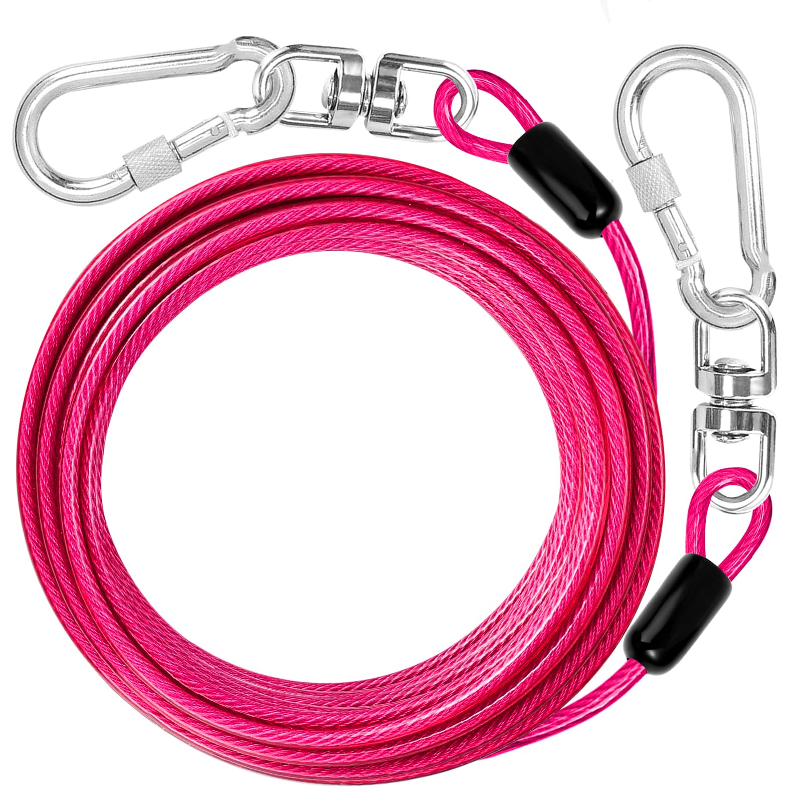 jenico 30 ft Dog Tie Out Cable - Heavy Duty Outdoor Dog Lead with 360° Swivel & Reflective Coating for Large Dogs Up to 500 lbs