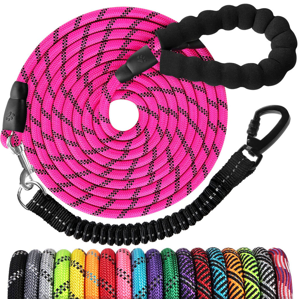 jenico 30ft Heavy Duty Dog Leash with Bungee & Swivel Hook - Reflective, Pink